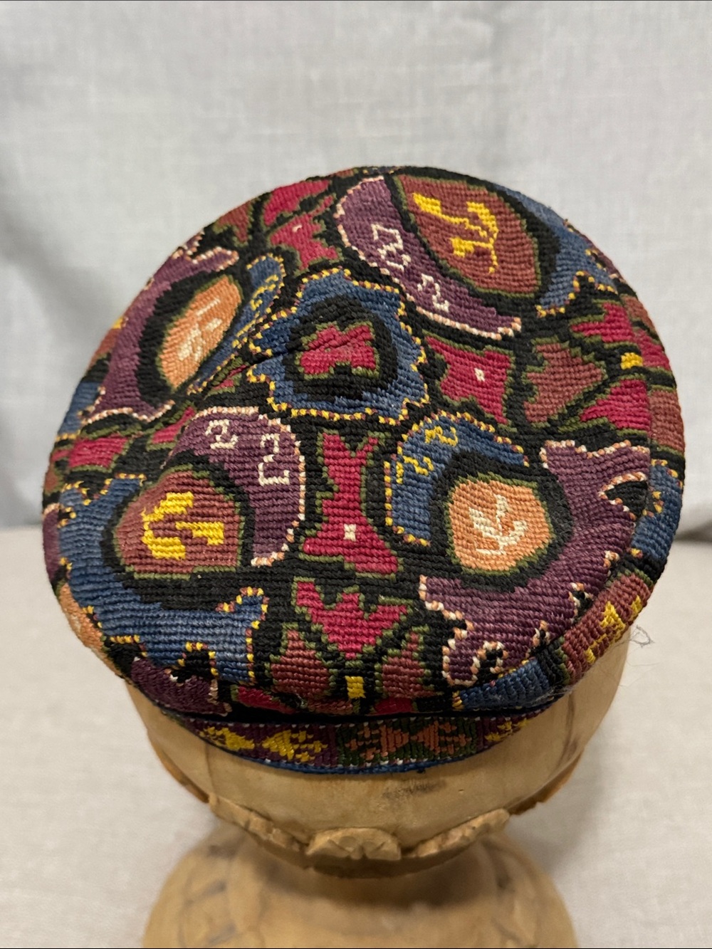 Vintage Uzbek Embroidered/Lined Unisex Skull Cap-Asia-Brightly Colored-EUC - Picture 3 of 9